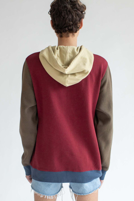 Burgundy Color Block Hoodie