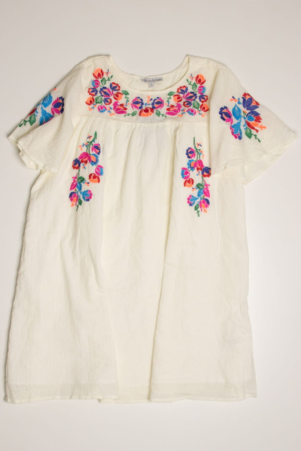 Vintage Neon Embroidered Huipil Dress