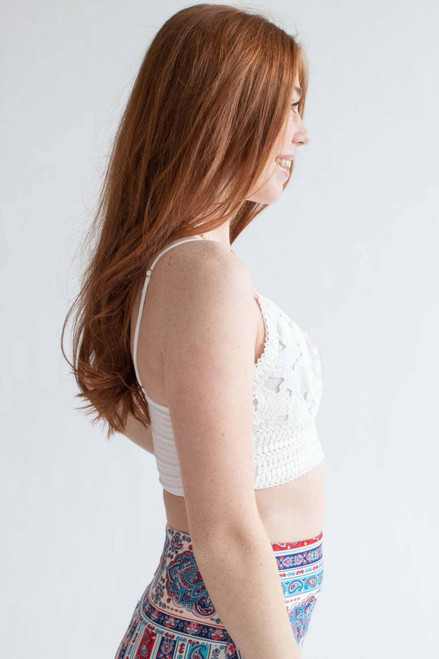 White Floral Crochet Cropped Cami