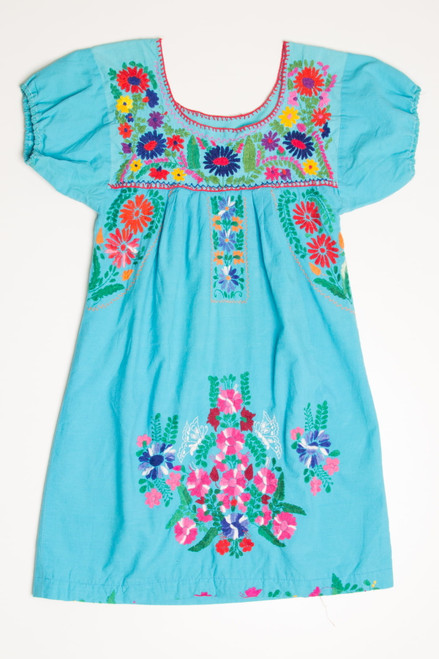 Vintage Sky Blue Huipil Dress