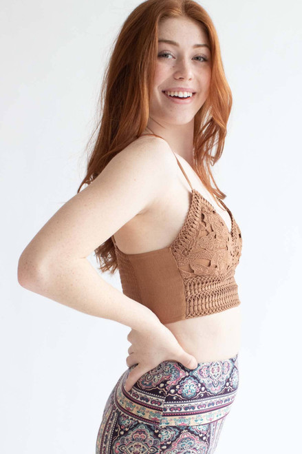 Terracotta Floral Crochet Cropped Cami
