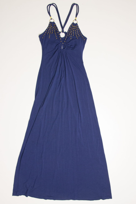 Navy Studded Strappy Maxi Dress