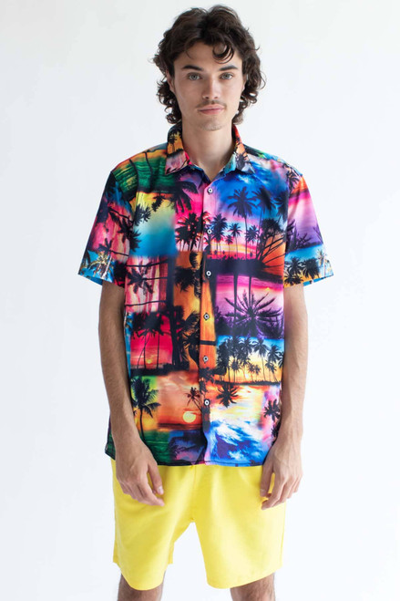 Photographed Palm Trees Button Up Shirt