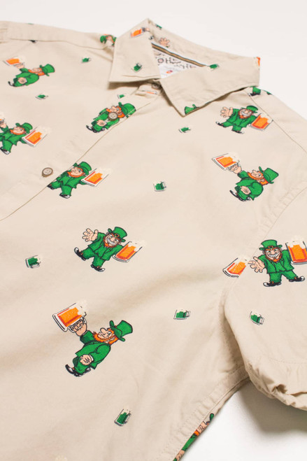 Leprechaun & A Pint Woven Button Up Shirt