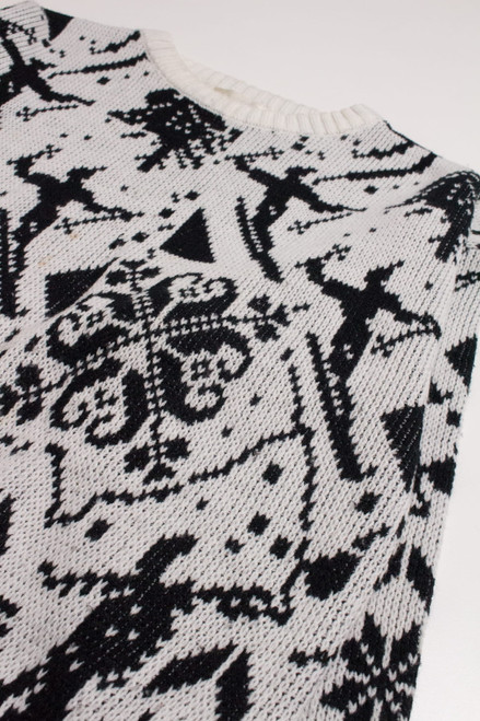 Snowflake Skiing 80s Sweater 3789