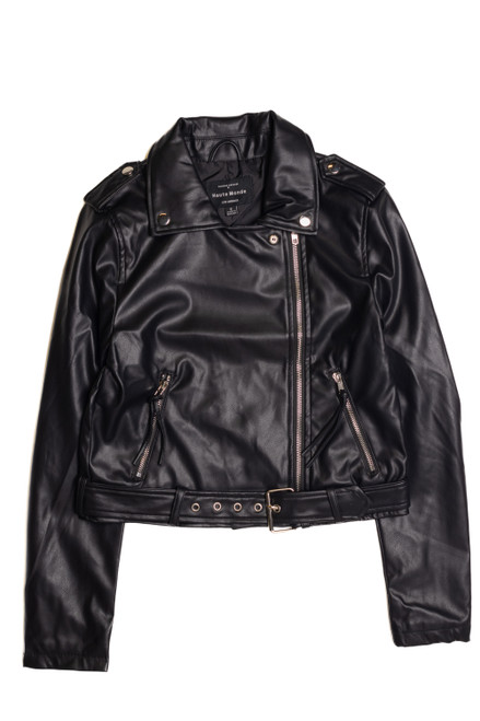 Pleather Cropped Motorcycle Jacket
