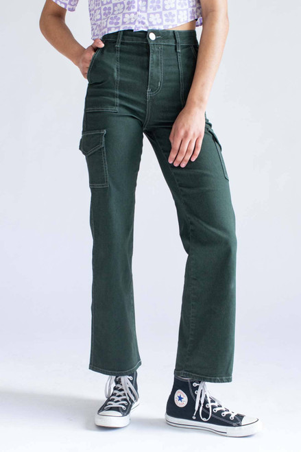 Hunter Green Stretch Corduroy Carpenter Jeans