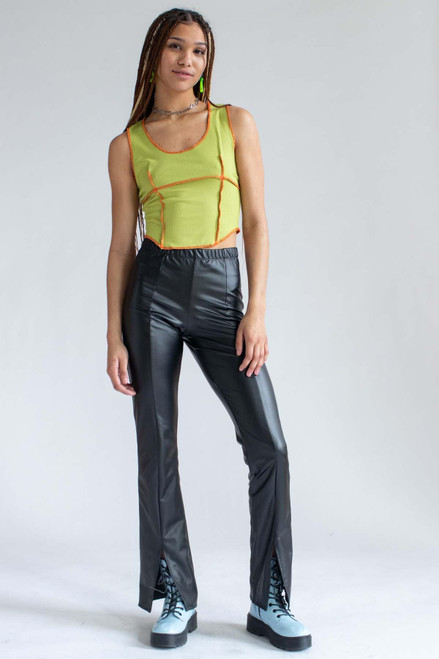 Lime Green Seamed Crop Tank