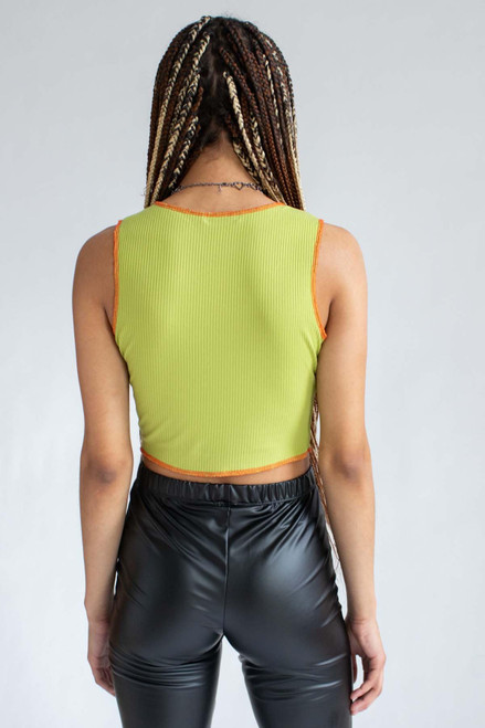 Lime Green Seamed Crop Tank