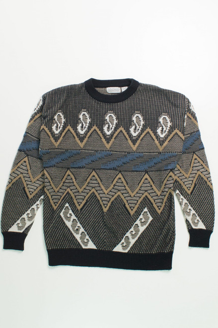 Vintage Brown and Blue 80s Sweater
