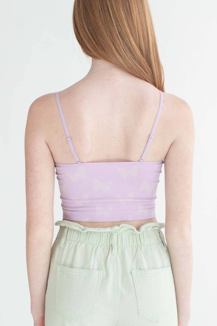 Lavender Butterfly Seamless Crop Cami
