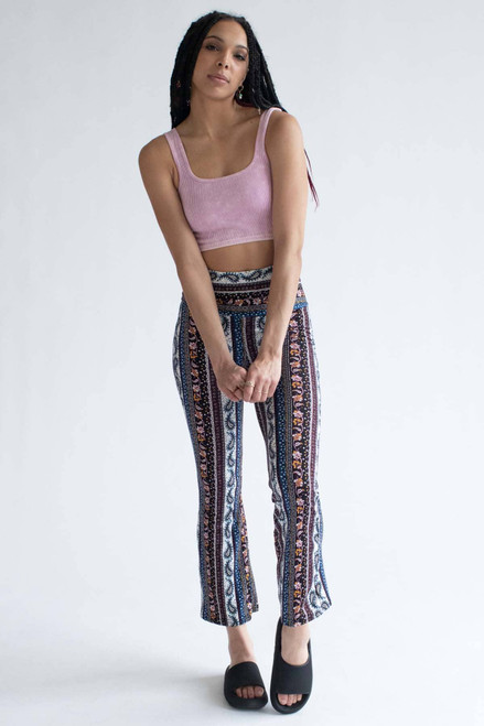 Multicolored Stone Paisley Print Bell Bottoms