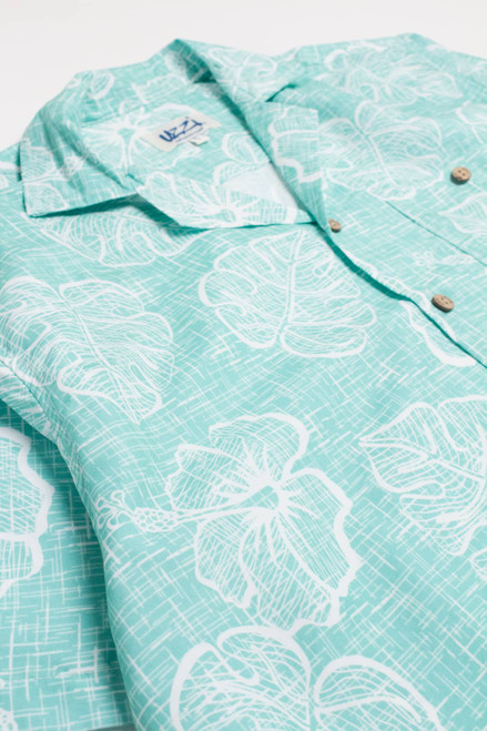 Mint Sketched Floral Hawaiian Shirt