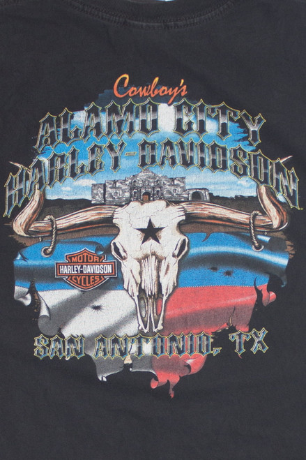 Alamo City Longhorn Skull Harley Davidson T-Shirt