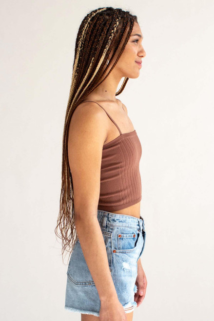 Hazelnut Seamless Heavy Ribbed Crop Cami