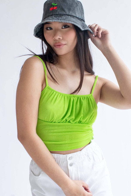 Lime Slinky Milkmaid Cropped Cami