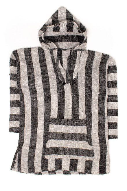 Vintage Gray Striped Baja Hoodie
