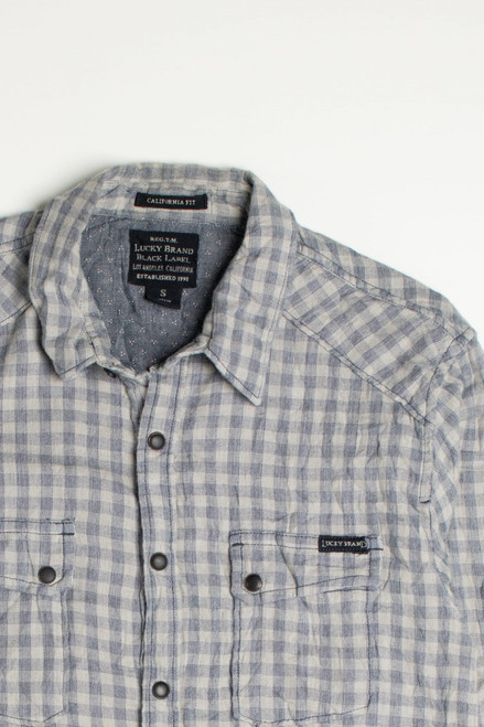 LUCKY BRAND Mens Flannel Shirt Large Blue Check Cotton, Vintage &  Second-Hand Clothing Online