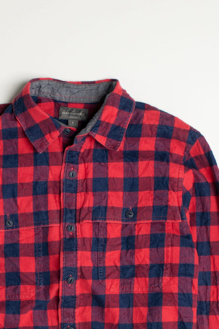 Vintage Lucky Brand White and Blue Flannel Shirt 