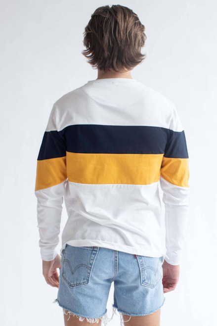 Mustard & Navy Chest Stripe Long Sleeve T-Shirt