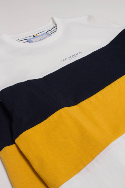 Mustard & Navy Chest Stripe Long Sleeve T-Shirt