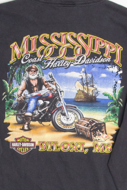 Mississippi Coast Pirate Rider Harley Davidson Henley