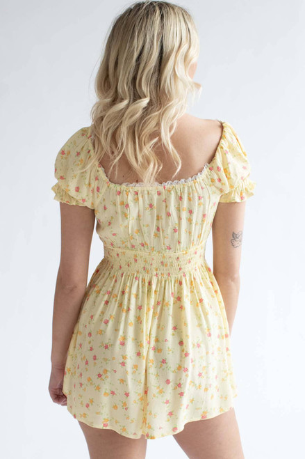 Yellow Floral Milkmaid Romper