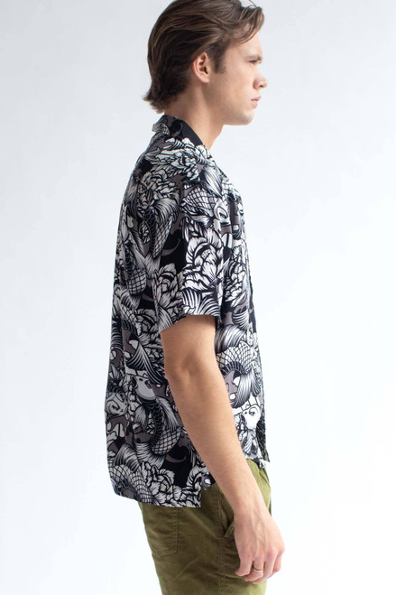 Black & White Koi Hawaiian Shirt