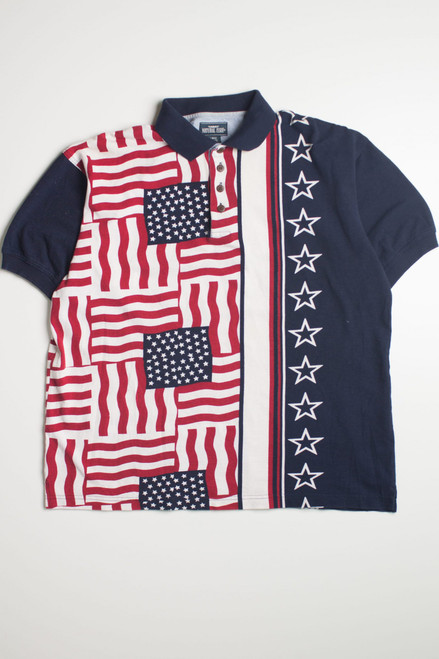 Vintage American Flag Polo Shirt