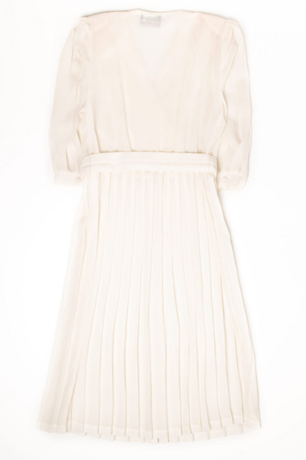 Vintage White Pleated Wrap Dress (1980s)