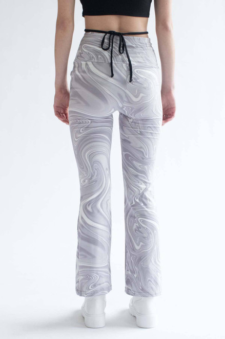 Grey Marble Print Bell Bottoms