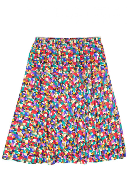 Vintage Multicolor Squares Midi Skirt
