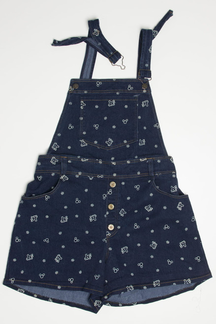 Mickey Mouse Stretch Denim Overall Shorts