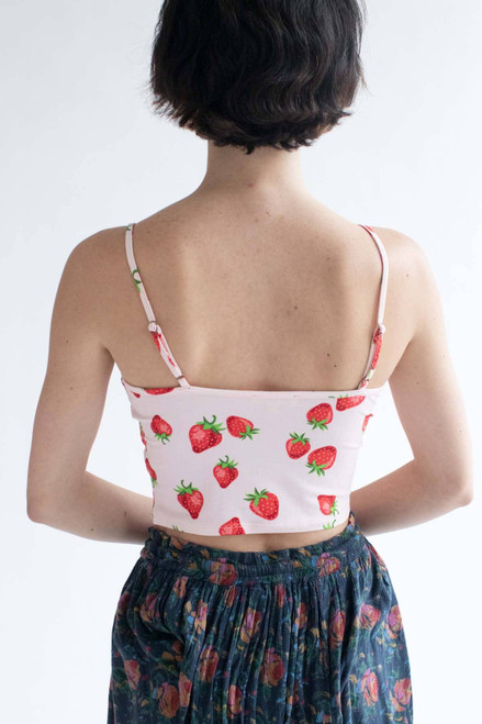 Strawberry Lace Trim Crop Cami