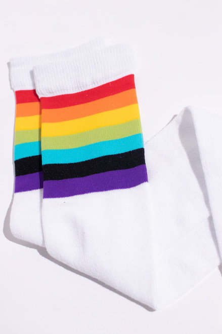 Pride Rainbow Top Thigh High Socks