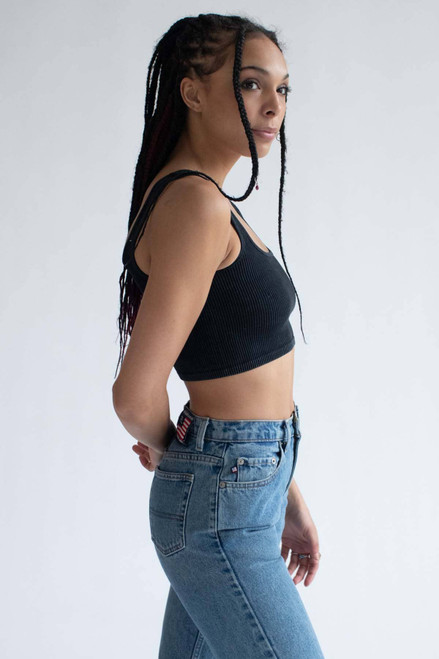 Black Washed Seamless Crop Tank