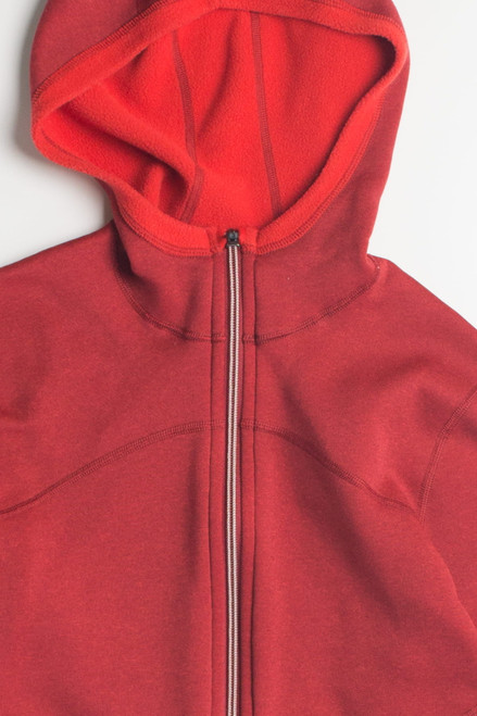 Red Hooded Fleece Lined Lightweight Jacket