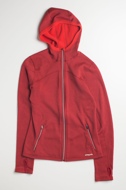 Red Hooded Fleece Lined Lightweight Jacket