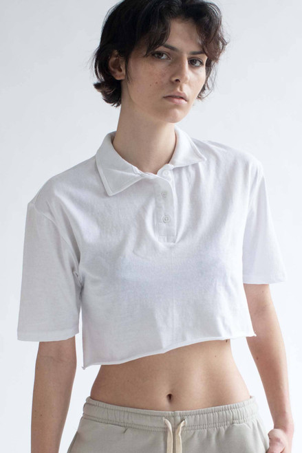 White Boxy Cropped Polo