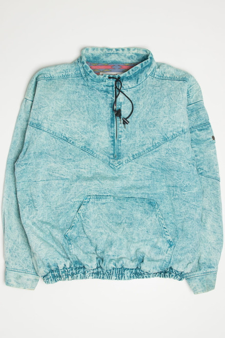 Vintage Teal Lined Pullover Denim Jacket