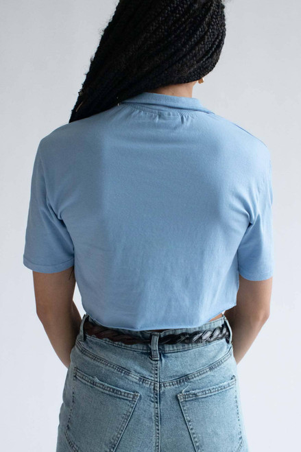 Blue Boxy Cropped Polo 1