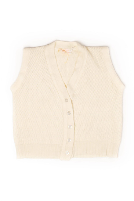 Vintage White Button Up Sweater Vest