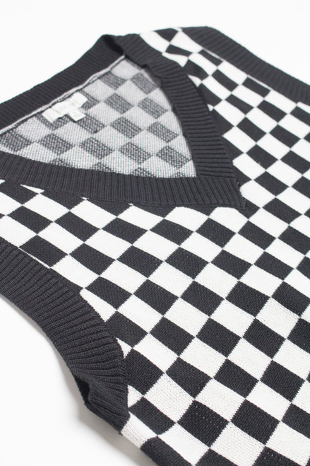 Black Checkered Sweater Vest