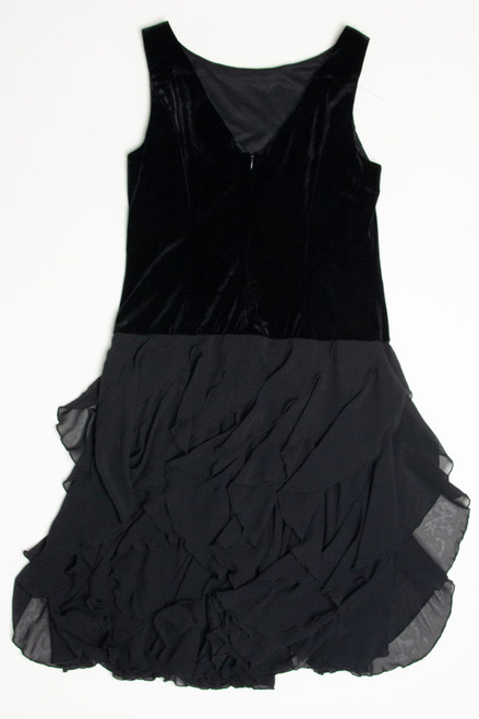 Black Velvet Ruffle Bottom Dress (sz. 14)