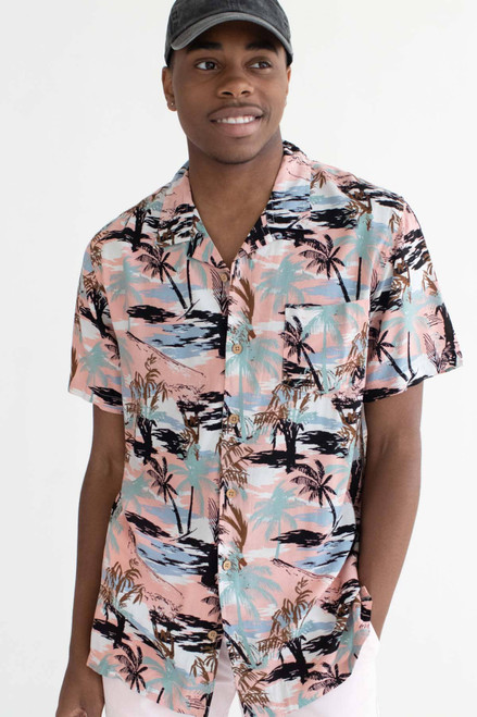 Evening Palm Tree Shadows Hawaiian Shirt