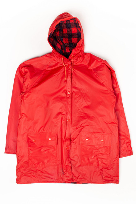 Vintage Red Flannel Lined Rain Jacket