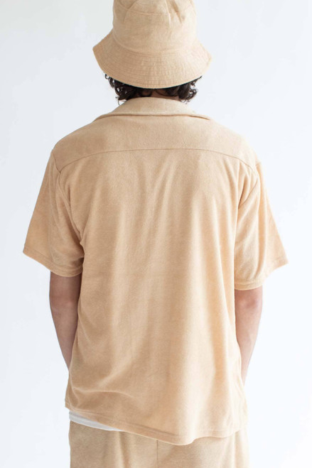 Tan Terry Knit Button Up Shirt