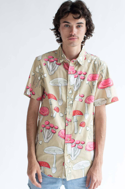 Mushroom Delight Woven Button Up Shirt