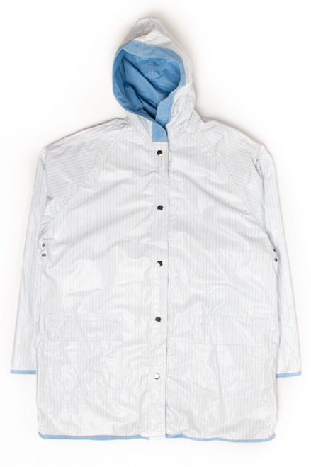 Vintage Blue Pinstripe Reversible Rain Jacket