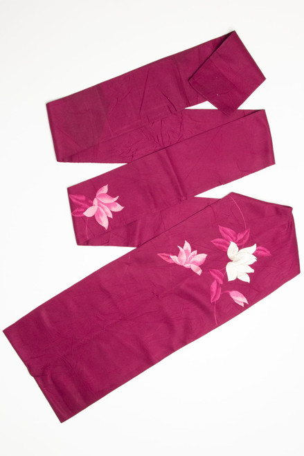 Vintage Magenta Lotus Flower Nagoya Obi